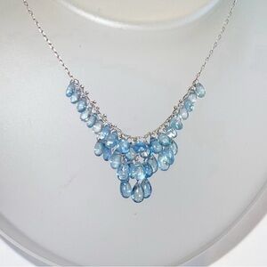 Aquamarine Teardrop Necklace TEN THOUSAND THINGS Silver Waterfall Cluster
